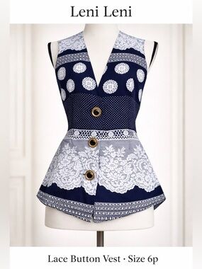 Leni Leni Vintage Blue Printed Vest 80s - 6p